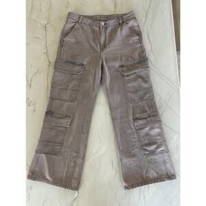 Divided by H&M Gray Denim Double Cargo Pants Pink Wash Size 12